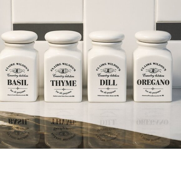 Claire Wilson's Country Kitchen Spice Jars Set Of 4 - Picture 1 of 12